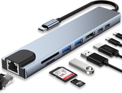 Adaptador Hub 8 em 1 USB-C com HDMI 4K + VGA + RJ45 + PD 100W + 2 USB 3.0