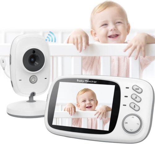 61McopMRDXL._AC_SL1200_.jpg Babá Eletrônica, Câmera para Bebês com Tela de 3.2", Visão Noturna 10M Infravermelha