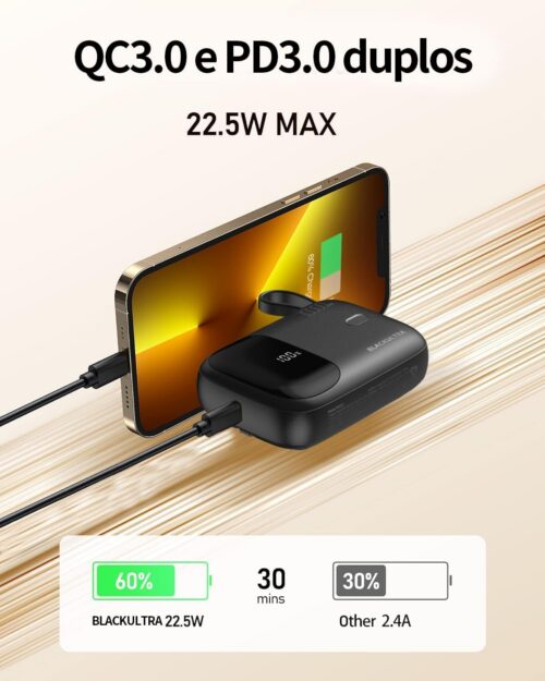 61RNDeMxTQL._AC_SL1500_.jpg Carregador Portátil 10000mAh com Display LED, Mini Power Bank Rápido