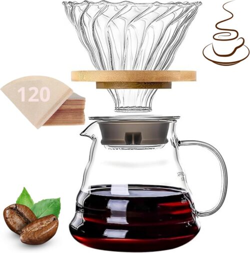 Kit Cafeteira 600ml, 120 Filtros v60,