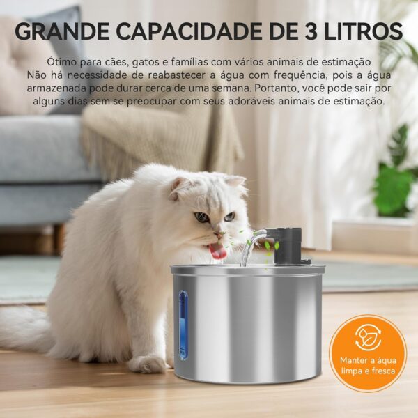 Bebedouro para Gatos, 3L Fonte Gato Inox Comedouros
