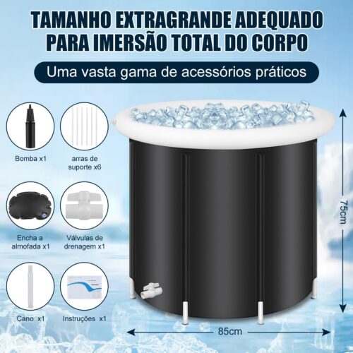 Banheira Inflável Adulto, 85x85x75 cm Banheira de Gelo Dobravel