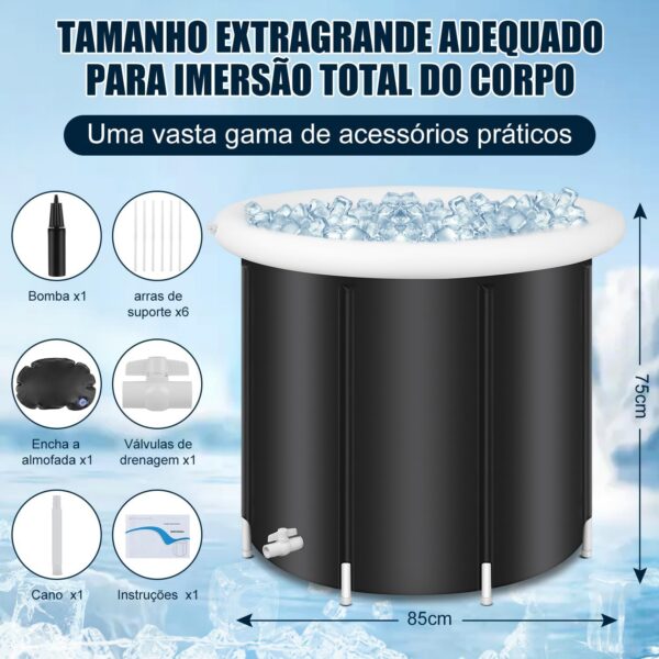 Banheira Inflável Adulto, 85x85x75 cm Banheira de Gelo Dobravel