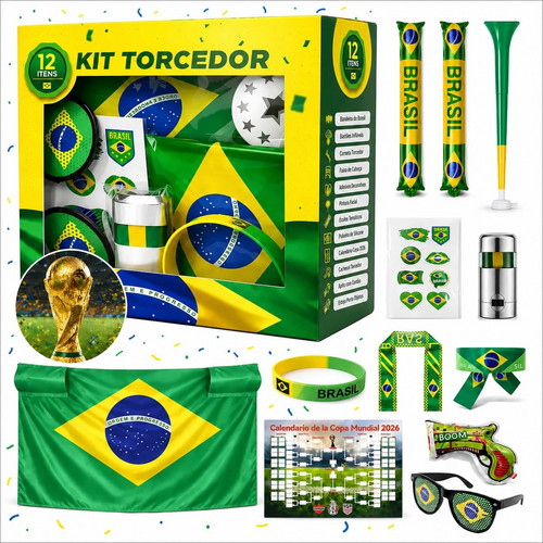 YW1hem9ufEtpdCBUb3JjZWRvciBCcmFz-1.jpg Kit Torcedor Brasil Copa 2026 12 Peças