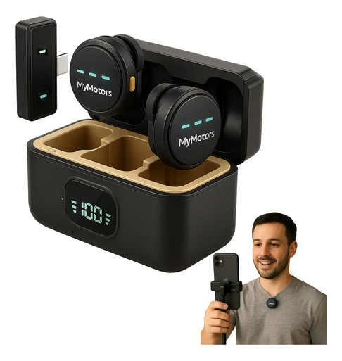 bWVyY2Fkb19saXZyZXxNaWNyb2ZvbmUg-1.jpg Microfone Lapela Redondo Imã Sem Fio Tipo C Preto Anti Ruído
