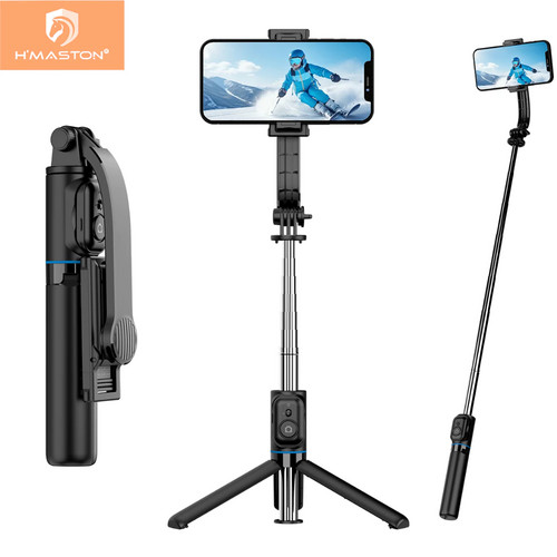 c2hvcGVlfEgnbWFzdG9uIFpQLTAwNiBQ-1.jpg H'maston ZP-006 Pau De Selfie Tripé Retrátil Com Botão Bluetooth