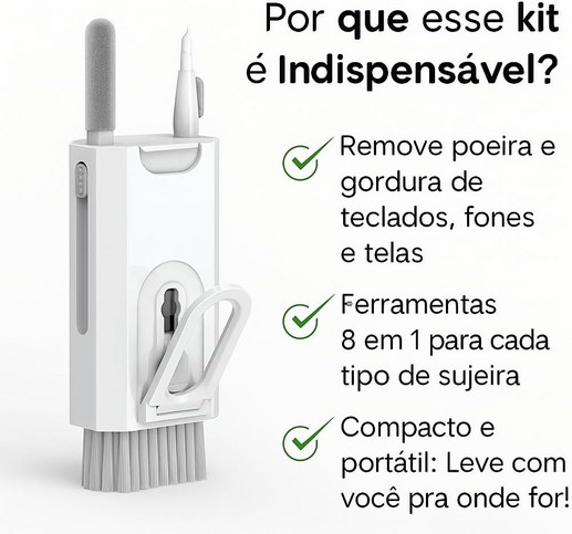 Kit de Limpeza para Eletrônicos 8 Portátil e Multifuncional