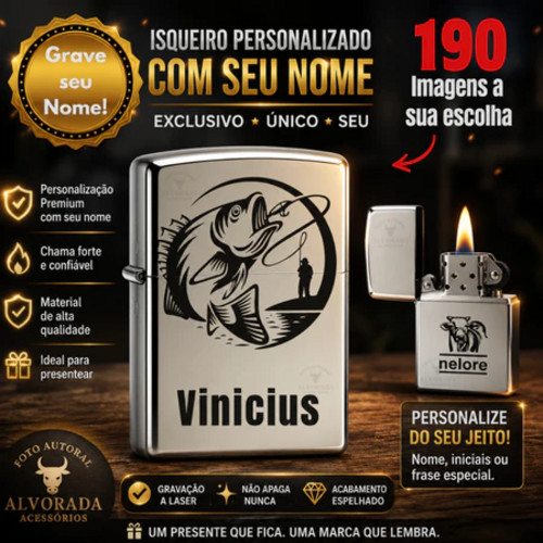 Isqueiro Personalizado Inox com Nome ou Logo de Empresa