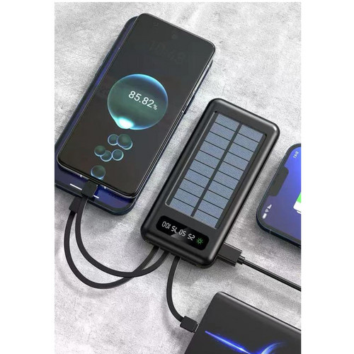 20.000mah Carregador Portátil Power Bank Solar 5 Em1 LED lanterna COM Saida 4 Cabos